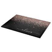 バラ金ゴールド赤面ピンクグリッタースクリプトモノグラムガーリー カッティングボード (角)