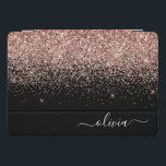 バラ金ゴールド赤面ピンクグリッタースクリプトモノグラムガーリー iPad PROカバー<br><div class="desc">バラ金ゴールド-赤面ピンクと黒スパークルグリッタースクリプトモノグラム名ノートパソコンケース。これは、最高の甘い16歳の誕生日、結婚ブライダルシャワー、記念日、赤ちゃんシャワーまたはバチェロレッテギフトを作る誰かがグラームの豪華さとシックなスタイルを愛する。</div>