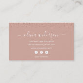 バラ金ゴールド赤面ピンクグリッターヘアメイクサロン 名刺 (裏面)