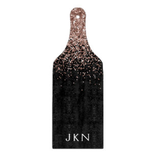 バラ金ゴールド赤面ピンクグリッターモノグラムイニシャル カッティングボード