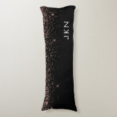 バラ金ゴールド赤面ピンクグリッターモノグラムイニシャル ボディピロー (正面縦)