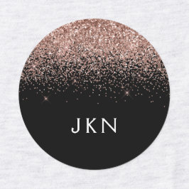 バラ金ゴールド赤面ピンクグリッターモノグラムイニシャル ラベル