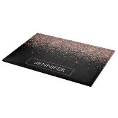 バラ金ゴールド赤面ピンクグリッターモノグラムガーリー カッティングボード (角)