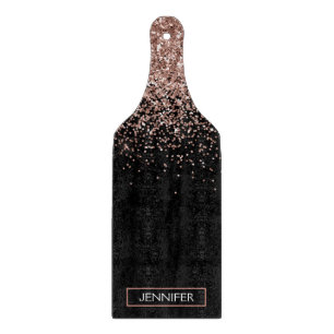 バラ金ゴールド赤面ピンクグリッターモノグラムガーリー カッティングボード