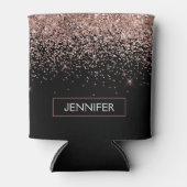 バラ金ゴールド赤面ピンクグリッターモノグラムガーリー 缶クーラー (正面)