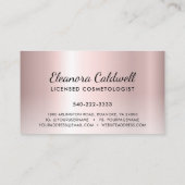 バラ金ゴールド赤面ピンクグリッターラッシュエクステンション 名刺 (裏面)