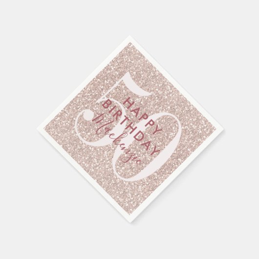 バラ金ゴールド赤面ピンクグリッター名前をカスタムする誕生日 スタンダードカクテルナプキン (角)