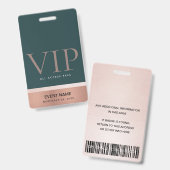 バラ金ゴールド赤面ピンクグリーンVIPイベントアクセスパス バッジ (正面＆裏面)