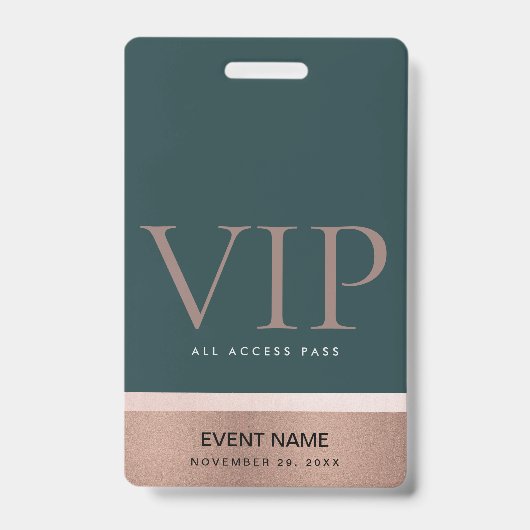 バラ金ゴールド赤面ピンクグリーンVIPイベントアクセスパス バッジ (正面)