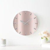 バラ金ゴールド赤面ピンクグレー金属銀ミニマル ラージ壁時計 (ホーム)