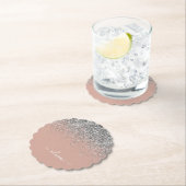 バラ金ゴールド赤面ピンクシルバーグリッターモノグラム ペーパーコースター (インサイチュ)