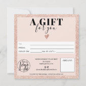 バラ金ゴールド赤面ピンクスクウェアのギフト証明書ロゴ (正面)