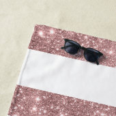 バラ金ゴールド赤面ピンクストライプの名モノグラム ビーチタオル (インサイチュ)