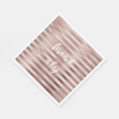 バラ金ゴールド赤面ピンクストライプシズグリッツブライダルシャワー スタンダードランチョンナプキン (角)