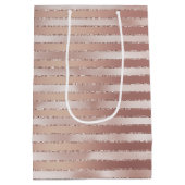 バラ金ゴールド赤面ピンクストライプシズグリッツブライダルシャワー ミディアムペーパーバッグ (裏面)