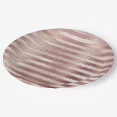 バラ金ゴールド赤面ピンクストライプシズグリッツ ペーパープレート (アングル)