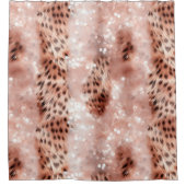 バラ金ゴールド赤面ピンクヒョウ輝き シャワーカーテン (正面)