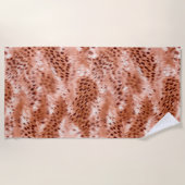 バラ金ゴールド赤面ピンクヒョウ ビーチタオル (正面)