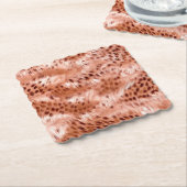 バラ金ゴールド赤面ピンクヒョウ ペーパーコースター (アングル)