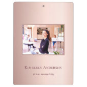 バラ金ゴールド赤面ピンクフォトネームビジネススポーツ クリップボード (裏面)