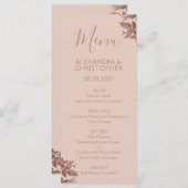 バラ金ゴールド赤面ピンクフローラエレガントウェディングメニュー メニュー (正面/裏面)