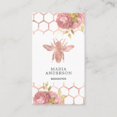 バラ金ゴールド赤面ピンクフローラハニービーキーパー 名刺 (正面)
