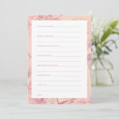 バラ金ゴールド赤面ピンクフローラブライダルシャワーアドバイス 招待状 (スタンド正面)