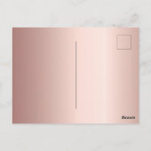 バラ金ゴールド赤面ピンクフローラ結婚式招待状 ポストカード (裏面)