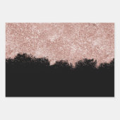 バラ金ゴールド赤面ピンクブラックガーリーグリッターダスト ラッピングペーパーシート (正面)