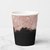 バラ金ゴールド赤面ピンクブラックガーリーグリッターダスト 紙コップ (正面)