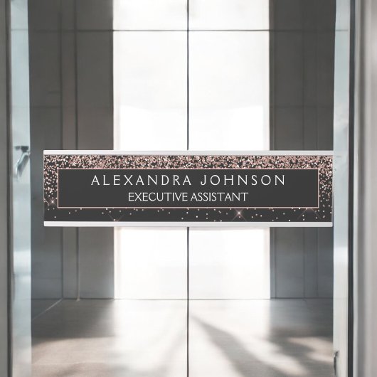 バラ金ゴールド赤面ピンクブラックグリッタープロフェッショナル サインプレート