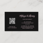 バラ金ゴールド赤面ピンクブラックフローラ | QRコードバス 名刺 (裏面)