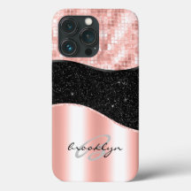 バラ金ゴールド赤面ピンクブラックラグジュアリーグリッターモノグラム