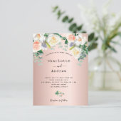 バラ金ゴールド赤面ピンクホワ結婚イト花模様 ポストカード (スタンド正面)