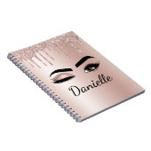 バラ金ゴールド赤面ピンクモノグラムグリッターまつげ ノートブック (右側)