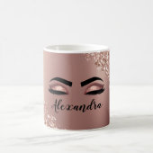 バラ金ゴールド赤面ピンクモノグラムグリッターまつ毛 コーヒーマグカップ (中央)