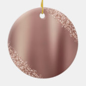 バラ金ゴールド赤面ピンクモノグラムグリッターまつ毛 セラミックオーナメント (裏面)