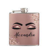 バラ金ゴールド赤面ピンクモノグラムグリッターまつ毛 フラスク (正面)