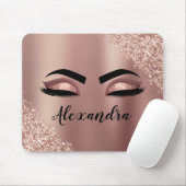 バラ金ゴールド赤面ピンクモノグラムグリッターまつ毛 マウスパッド (マウス)