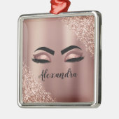 バラ金ゴールド赤面ピンクモノグラムグリッターまつ毛 メタルオーナメント (左)