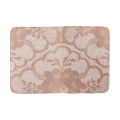 バラ金ゴールド赤面ピンクレースグラムホワイトラグジュアリーグラム バスマット (正面)