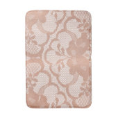 バラ金ゴールド赤面ピンクレースグラムホワイトラグジュアリーグラム バスマット (正面縦)