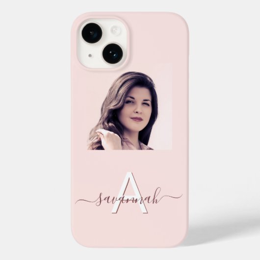 バラ金ゴールド赤面ピンク写真モノグラム Case-Mate iPhoneケース (裏面)