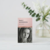 バラ金ゴールド赤面ピンク桃パーソナル写真インサート 名刺 (スタンド正面)