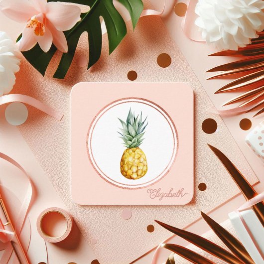 バラ金ゴールド赤面ピンク熱帯パーティープランナー スクエア名刺