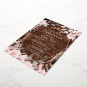 バラ金ゴールド赤面ピンク素朴フローラキンセアニェラ 箔招待状 (回転した状態)