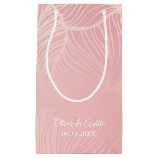 バラ金ゴールド赤面ピンク結婚式の引き出物 スモールペーパーバッグ (正面)