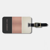 バラ金ゴールド赤面ピンク銅ブラックシルバーストリップ ラゲッジタグ (正面横)