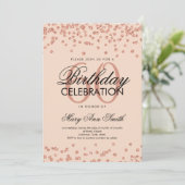 バラ金ゴールド赤面ピンク60thバースデーパーティー紙吹雪 招待状 (スタンド正面)