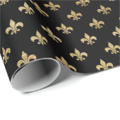 バラ金ゴールド赤面フィオールデリスブラックパ王室のリ ラッピングペーパー (ロールコーナー)